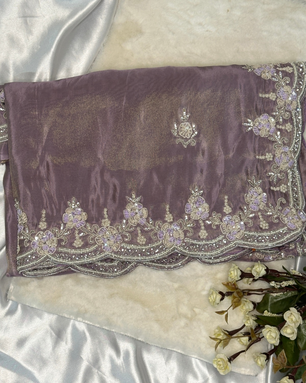 Lilac Designer Wear Saree