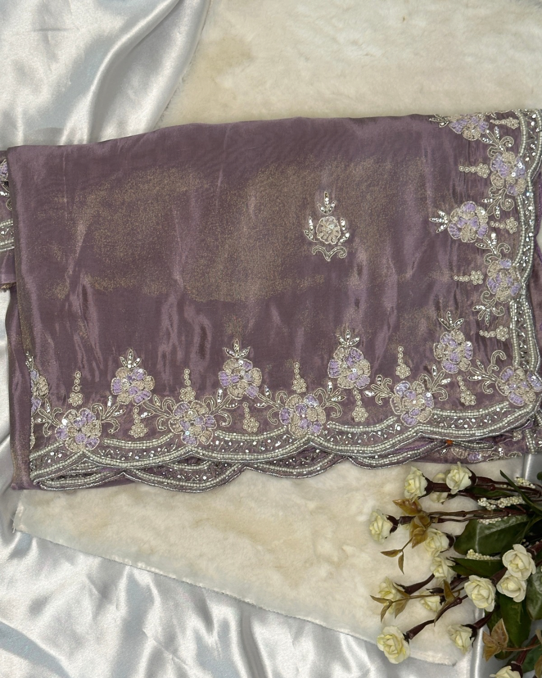 Lilac Designer Wear Saree